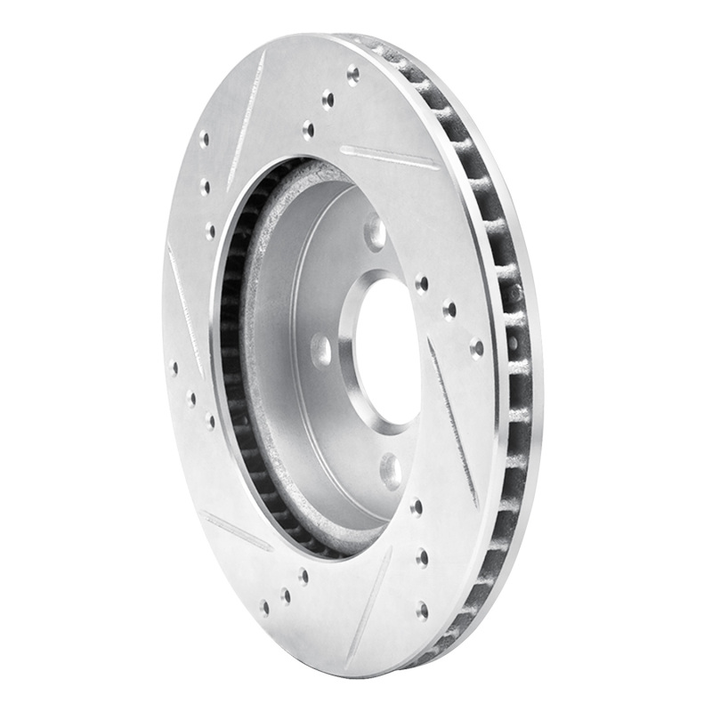 Nissan March Brake Rotor (1) - Front Right - R1 Concepts - Drilled & Slotted - Silver - `11-`25